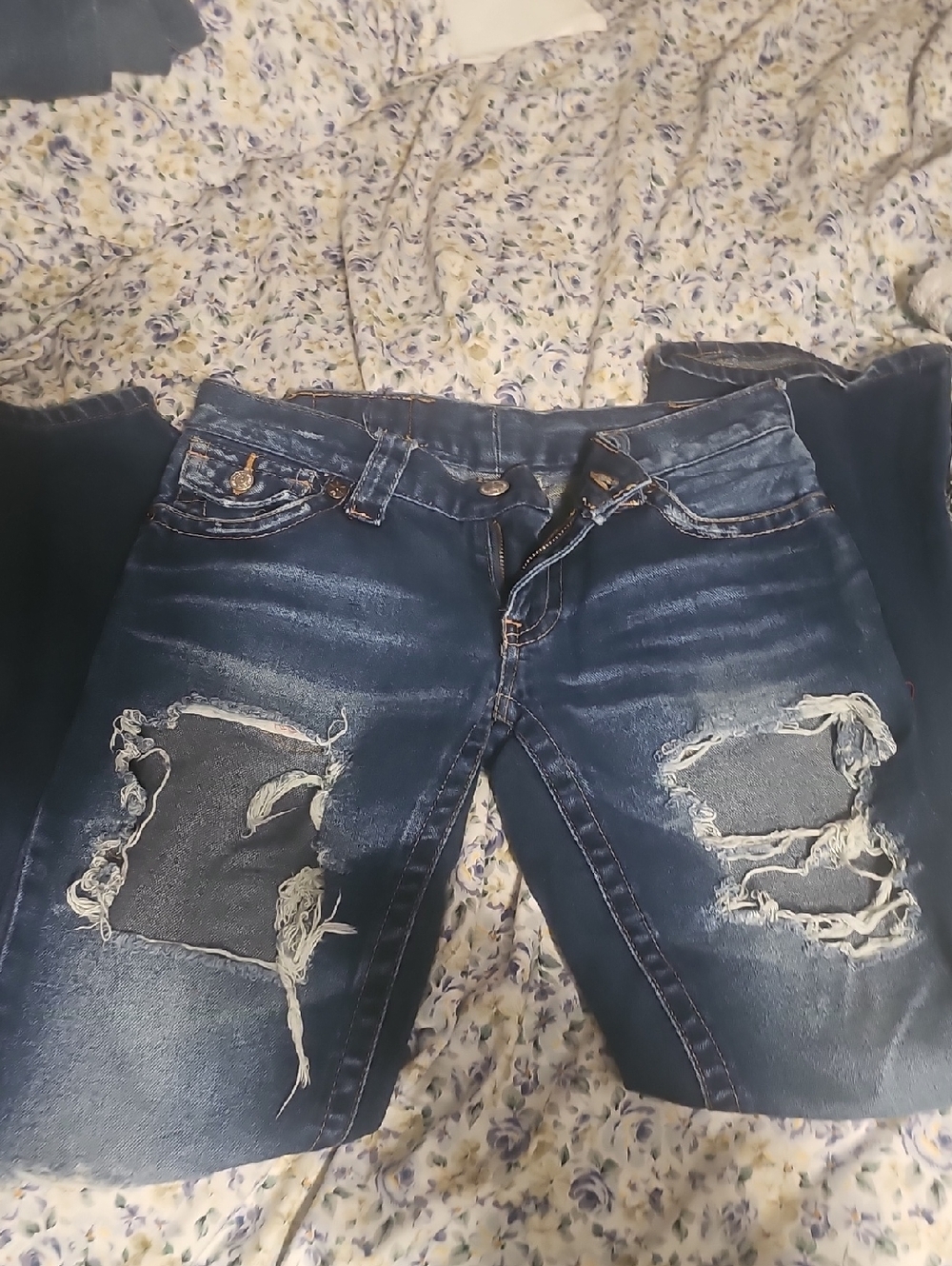 True Religion Blue Denim Jeans with Iconic Patch